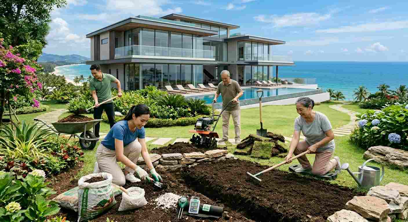 Đất chuẩn bị trồng cây sân vườn