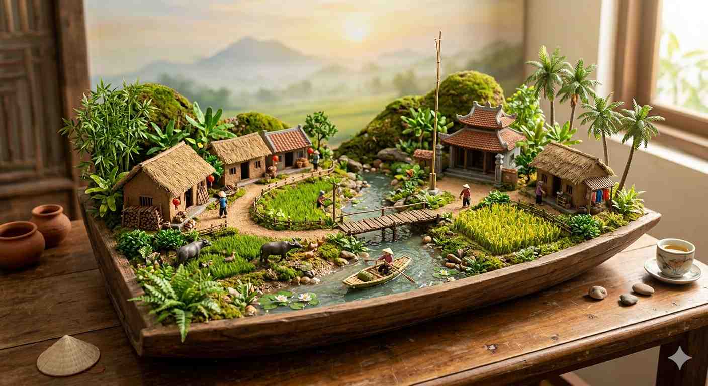 tiểu cảnh sân vườn phong cách làng quê việt nam