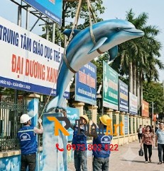 điêu khắc mô hình cá heo bằng xốp
