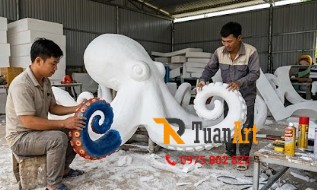 hoan thien màu Mô hình con Bạch Tuộc bằng xốp